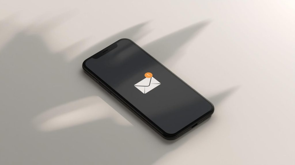 A mobile phone with an email notification